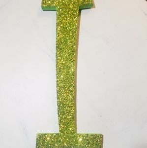 Custom-made lime green glitter letter I 12 x 4inch